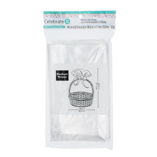 12 Packs: 12 ct. (144 total) Medium Clear Basket Gift Bags by Celebrate It&#x2122;